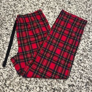 Lands End Red Plaid Drawstring Pajama Pants